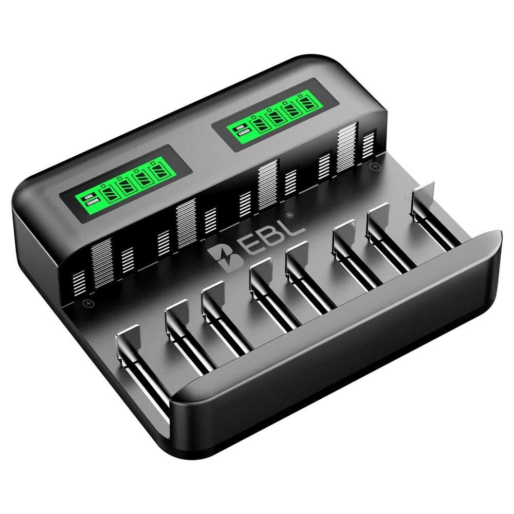 Universal Battery Charger + 4 D-Size & 2 C-Size Batteries EBL C9008 8-Bay